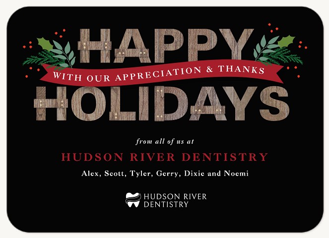 Festive Woodgrain Business Holiday Cards