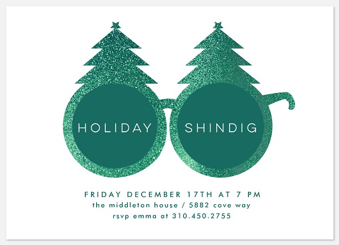 Glittered Glasses Holiday Party Invitations