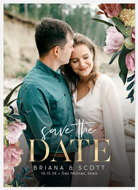 Corner Flowers Save the Date Photo Cards