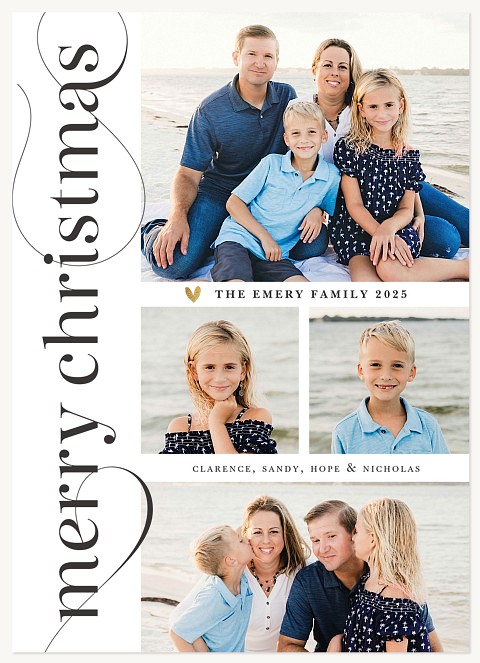 Side Swirls Personalized Holiday Cards