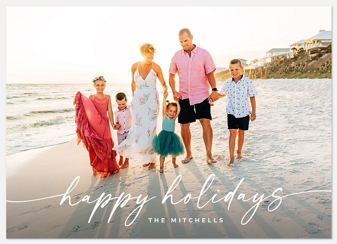 Flowing Script Holiday Photo Cards