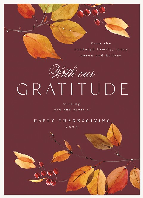 Watercolor Leaves Thanksgiving Cards