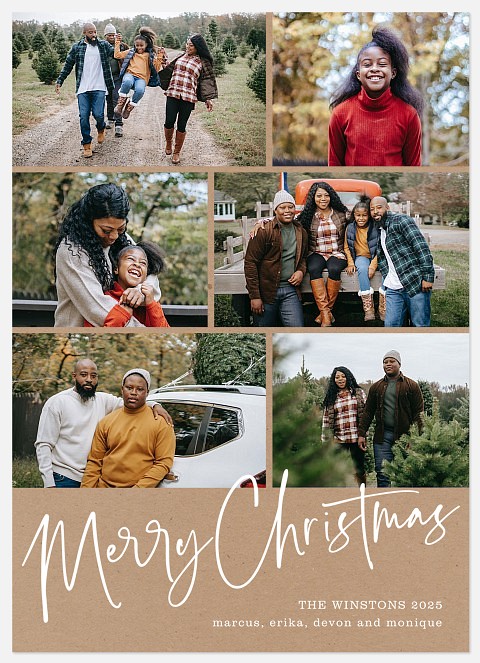 Kraft Script Holiday Photo Cards