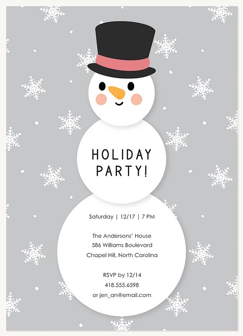 Snowman Soiree Holiday Party Invitations