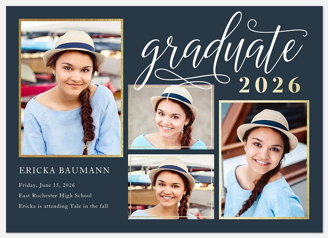 Distinguished Script Graduation Cards