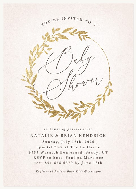 Ornate Wreath Baby Shower Invites