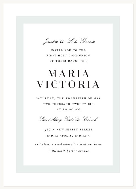 Minimalist Frame First Communion Invitations