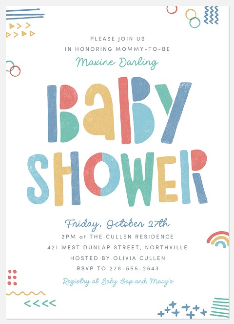 Playful Shapes Baby Boy Shower Invitations, Baby Shower Invitations