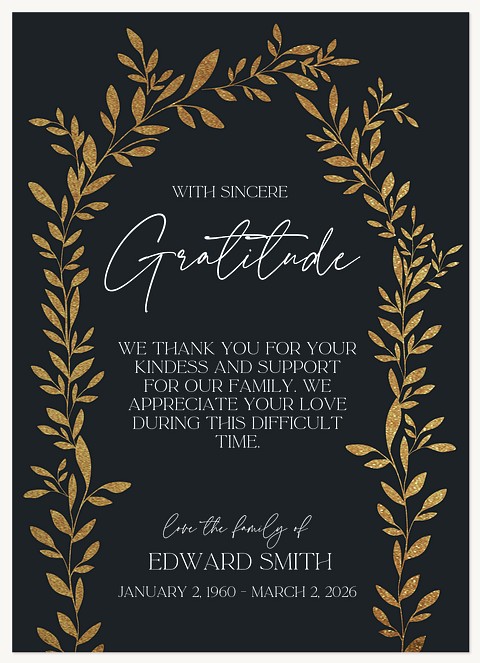Gratitude Foliage Memorial & Sympathy Cards