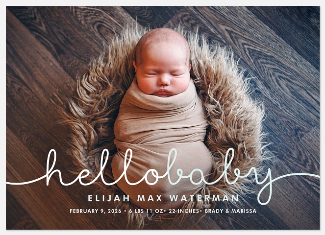 Sweet Script Baby Birth Announcements