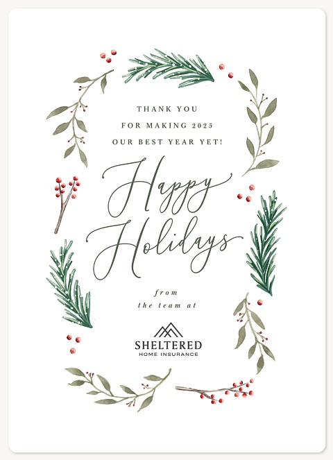 Seasonal Greenery Holiday & Christmas Magnet Cards