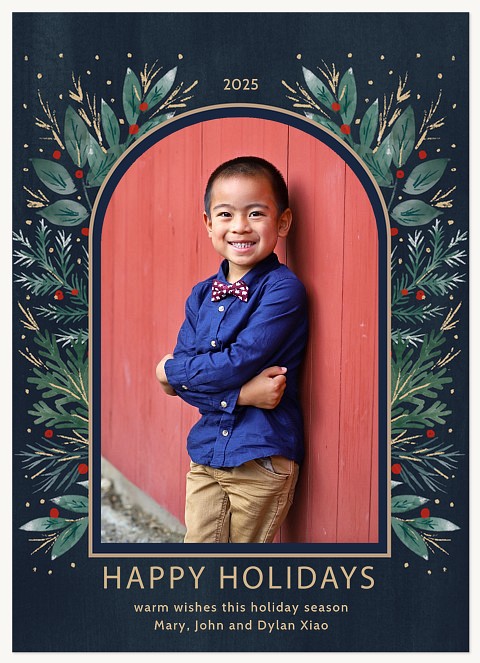Arched Greenery Personalized Holiday Cards