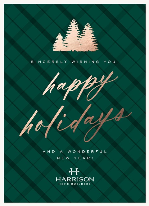 Glam Plaid Business Holiday Cards