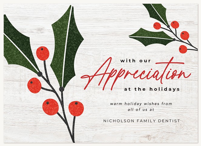 Modern Holly Business Holiday Cards