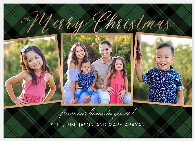 Plaid Trio Holiday Photo Cards