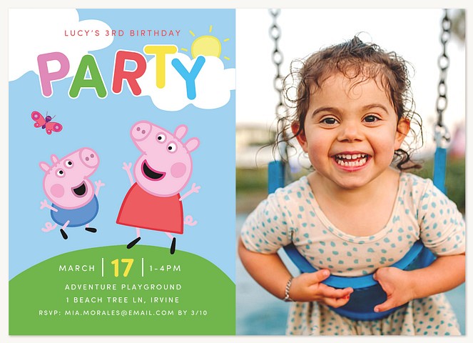 Peppa Pig Joyful Day Kids Birthday Invitations