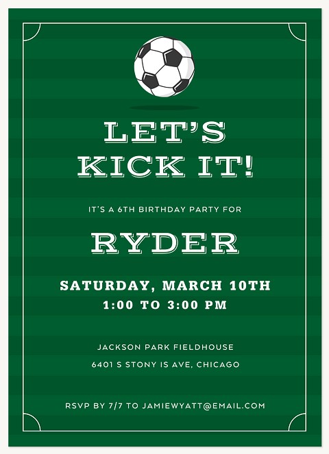 Let's Kick It Kids Birthday Invitations
