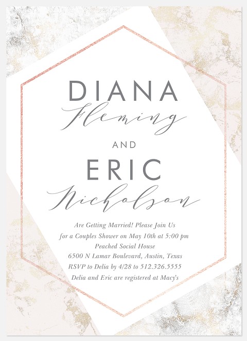 Geometric Marble Bridal Shower Invitations