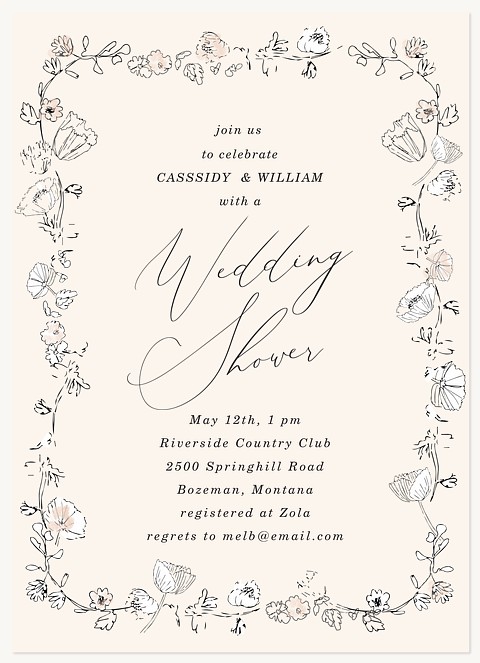 Floral Frame Bridal Shower Invitations