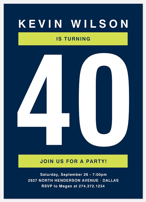 Big Bash Adult Birthday Invitations