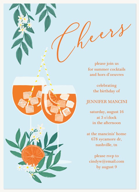 Tropical Cheers Adult Birthday Party Invitations