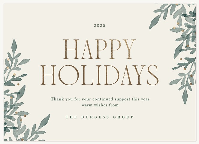 Elegant Greenery Business Holiday Cards