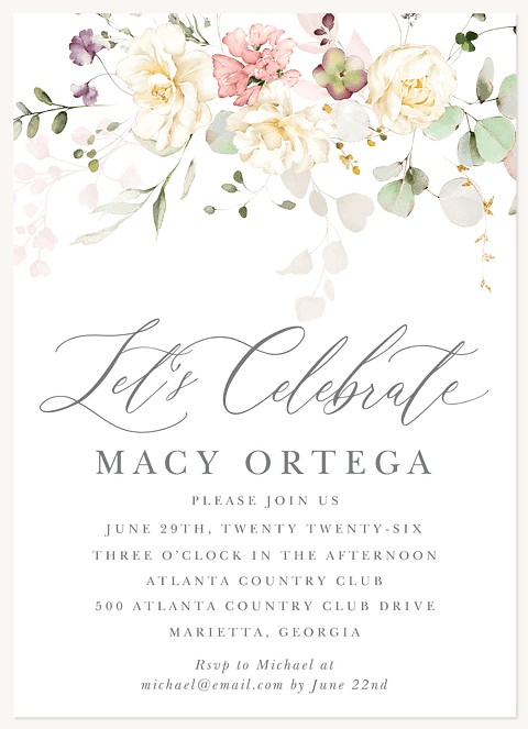 Hanging Floral Bridal Shower Invitations