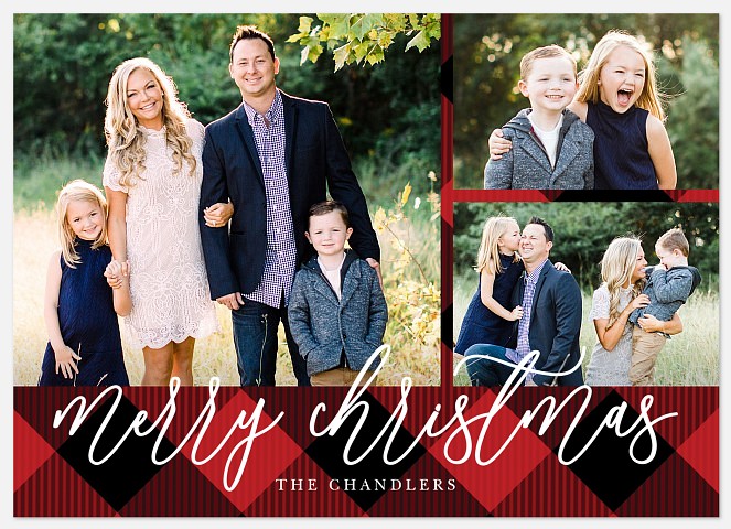 Buffalo Plaid Trio Holiday Photo Cards