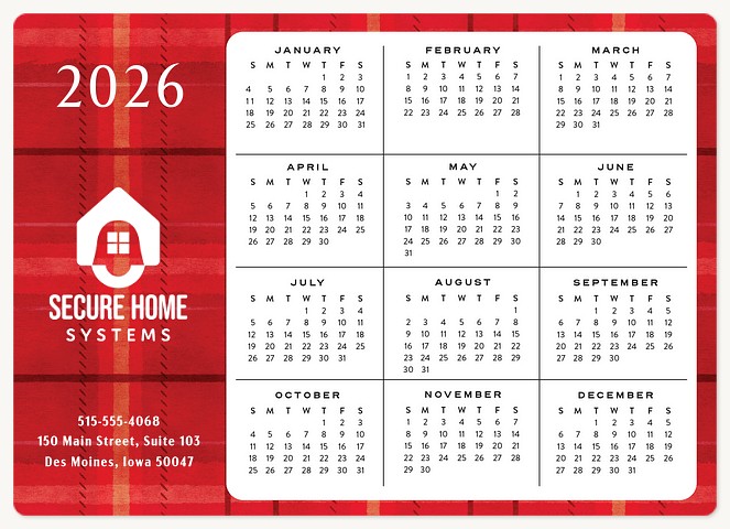Plaid Calendar Holiday & Christmas Magnet Cards