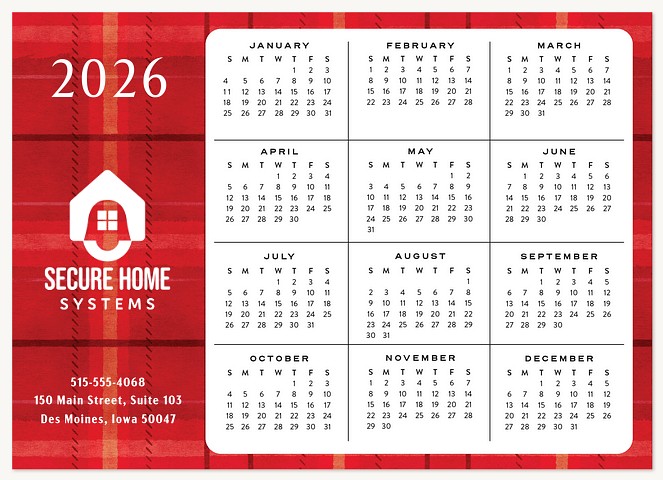 Plaid Calendar Business Holiday Cards