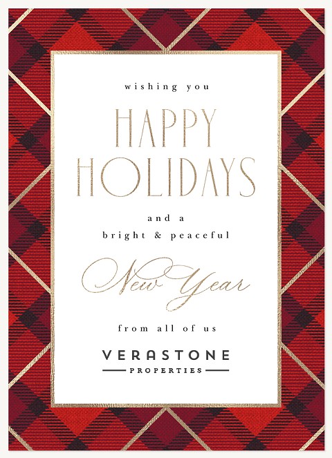 Luxe Holiday Plaid Business Holiday Cards