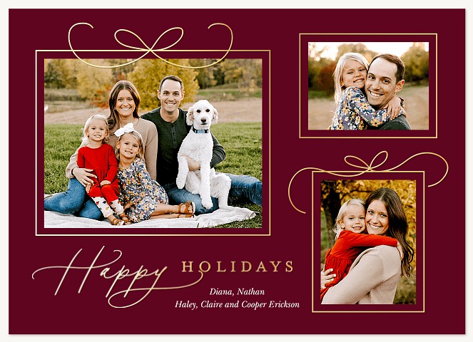 Ribbon Adorned Personalized Holiday Cards