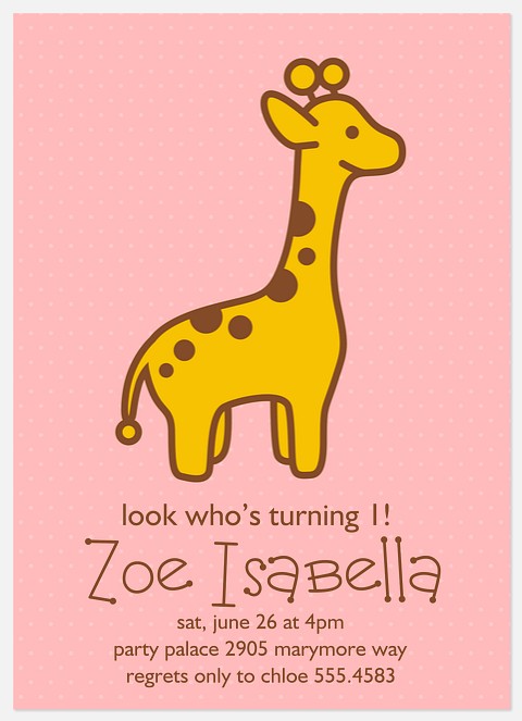 Sweet Giraffe Kids' Birthday Invitations