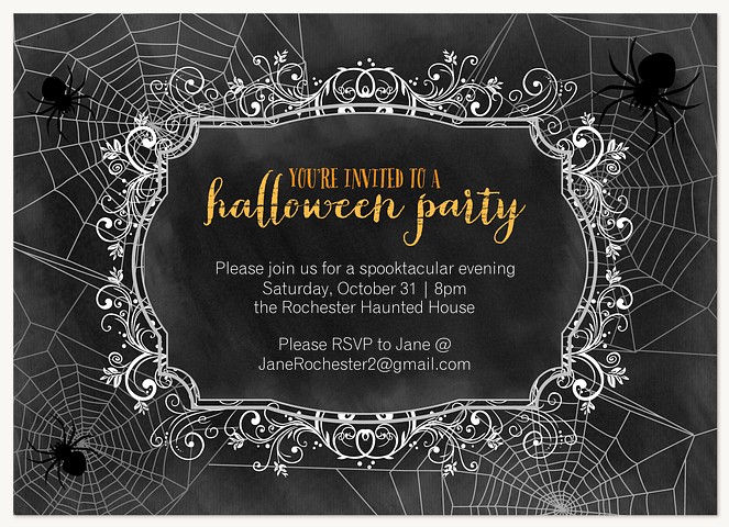 Ornate Cobwebs  Halloween Party Invitations
