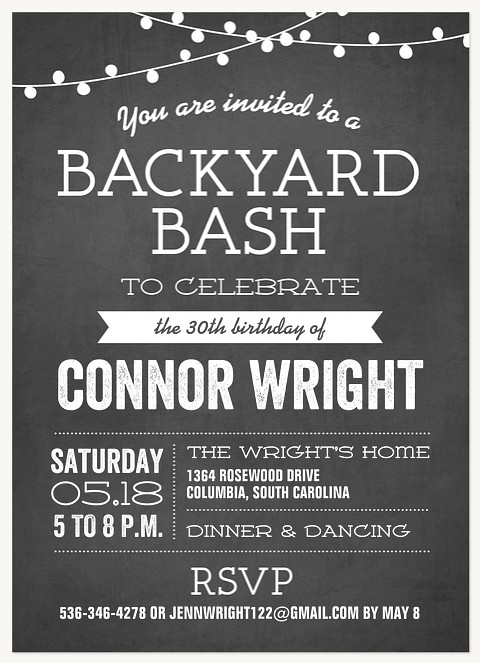 Backyard Lights Summer Party Invitations