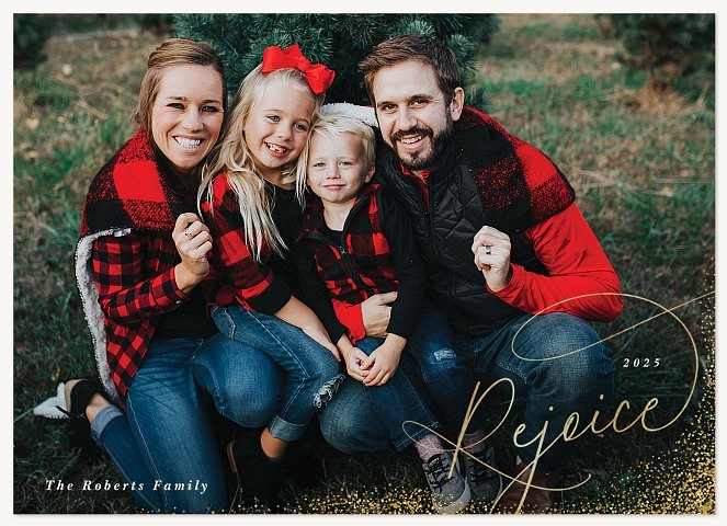 Glittering Rejoice Personalized Holiday Cards