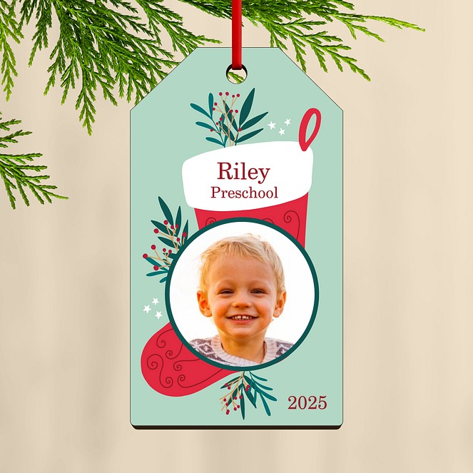 Leafy Stocking Custom Ornaments