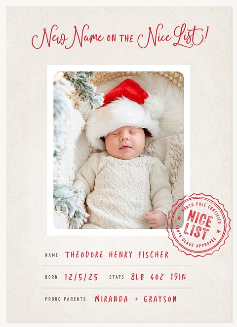 Nice List Addition Personalized Holiday Cards