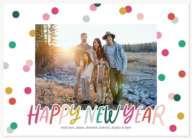 Rainbow Confetti Personalized Holiday Cards