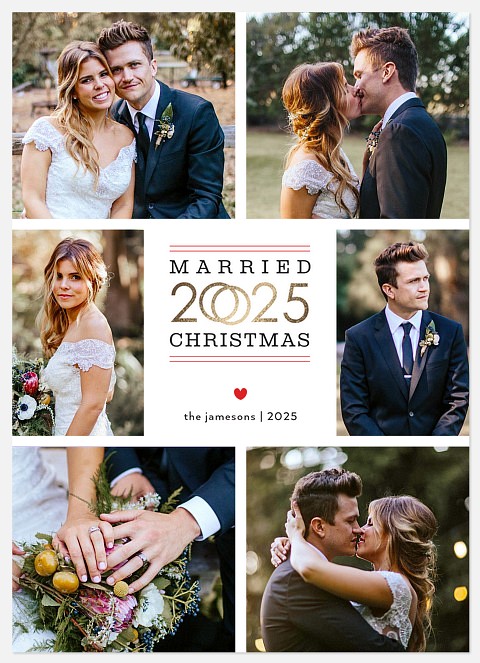 Two Rings Newlywed Christmas Cards