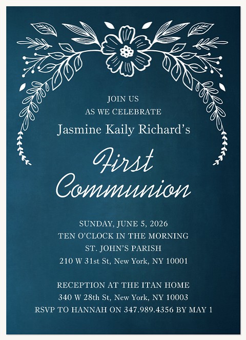 Floral Revival First Communion Invitations