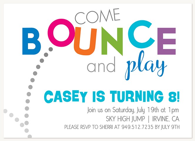 Bouncing Fun Kids Birthday Invitations