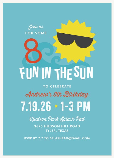 Summer Fun Kids Birthday Invitations