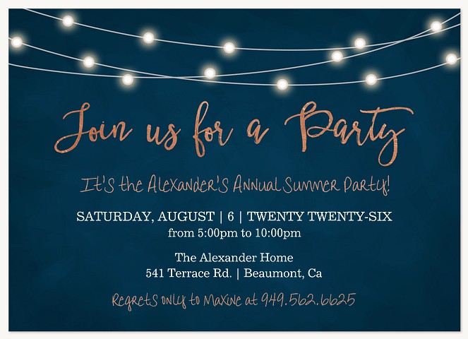 String Lights Summer Party Invitations