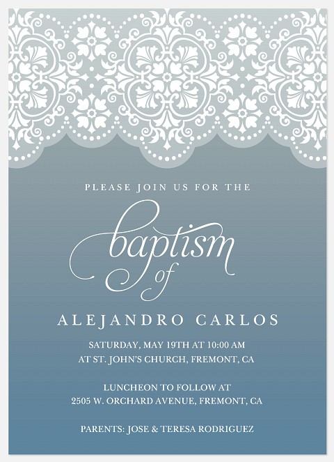 Sundown Lace Baptism Christening Invitations