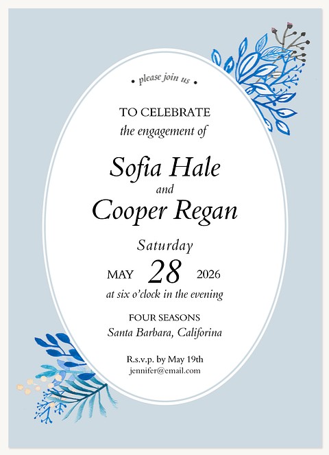 Botanical Watercolor Engagement Party Invitations