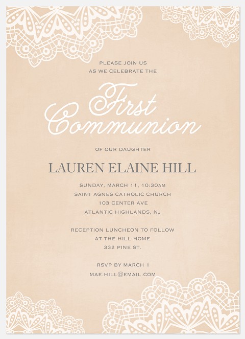 Blessed Lace First Communion Invitations