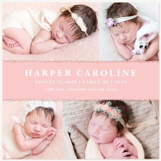 Dotted Darling Girl Baby Announcements