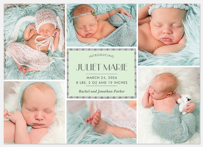 Vintage Nameplate Baby Birth Announcements