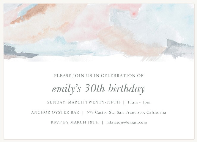 Painted Quartz Adult Birthday Party Invitations